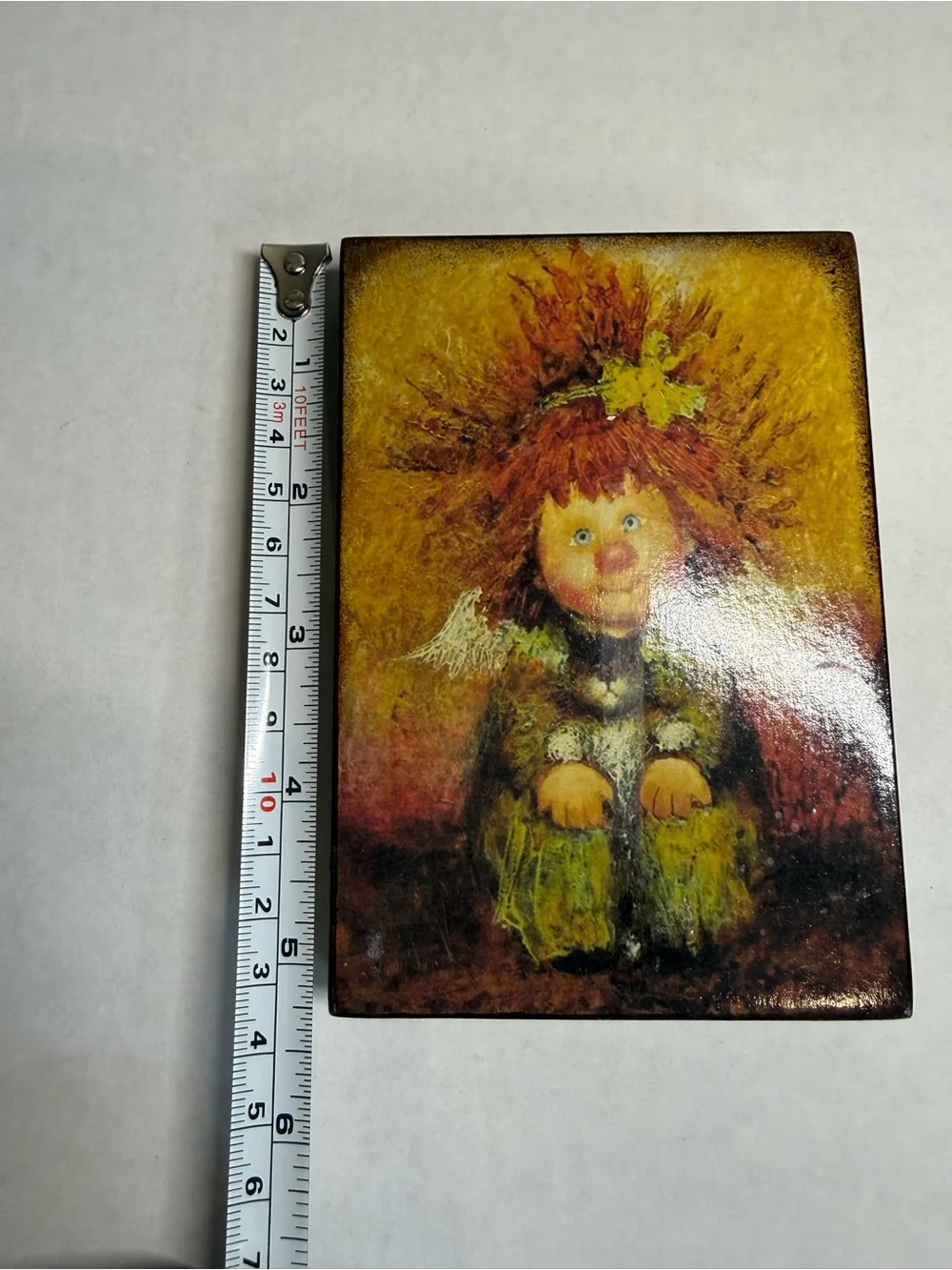 Set of 2 Angel Wood Wall Plaques Folk Art Whimsical Guardian Angel Decor 6”